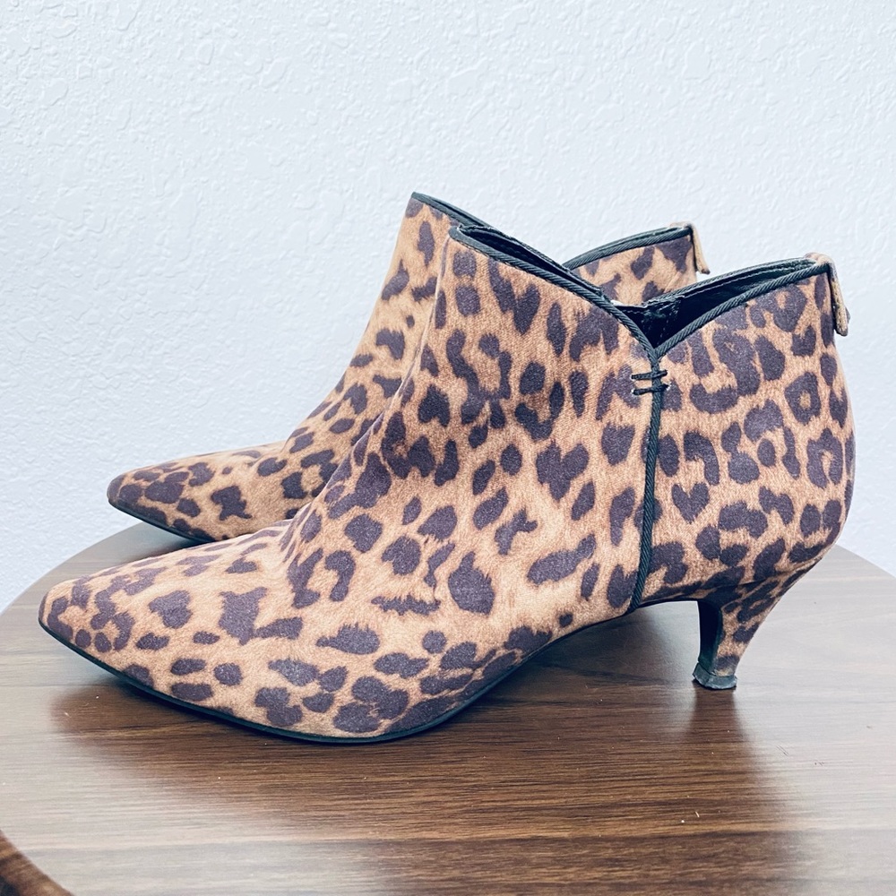 🍓Circus Sam Edelman Keri Leopard Animal Print Point Toe Kitten Heel Booties 6.5M